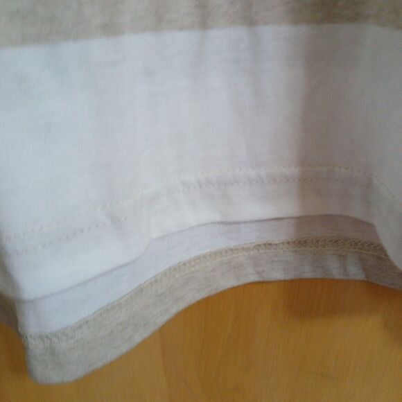 Roebuck & Co Polo Shirt Mens Large TAN White Striped Short Sleeve NWT - Picture 6 of 16